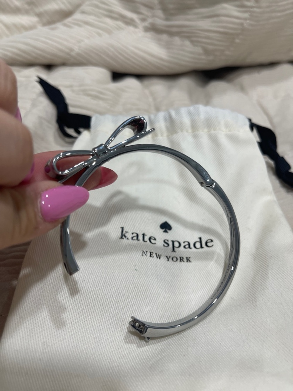 kate spade Silver Bow Bangle Bracelet - Picture 5 of 5